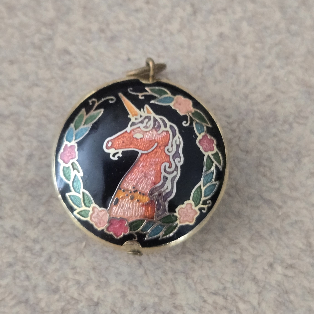 Charming Black and Gold Unicorn Pendant Necklace